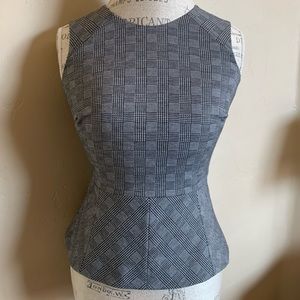 Vince Camuto Grey & Black Plaid Peplum Top